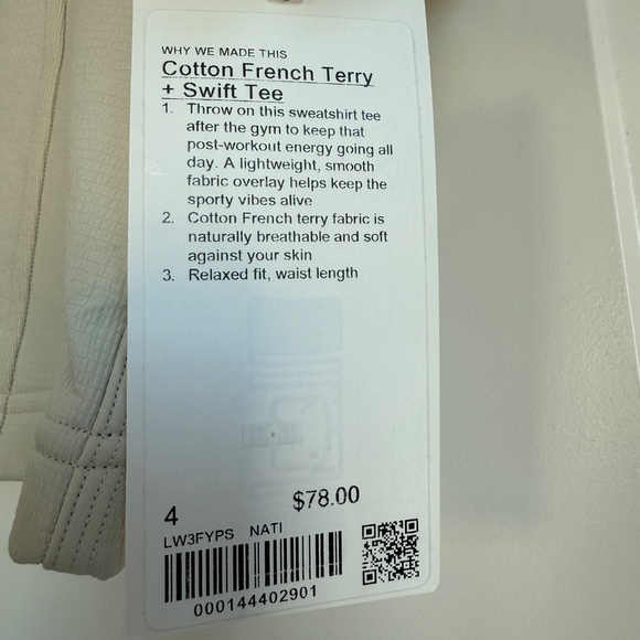 Luulemon Cotton French Terry + Swift Tee NWT, Size 4 - Picture 3 of 4